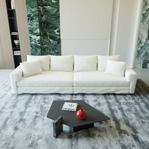 English Elm 102.4 Inch Corduroy 4-Seat Cloud Couch with Ottoman Deep Cushions Living Room W1885S00548