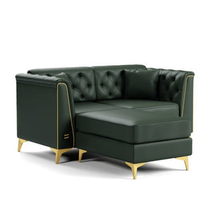 English Elm 61.8 Inch Faux Leather Chesterfield Sofa Tufted Two Seat Apartment Living Room Couch Green W1885S00555