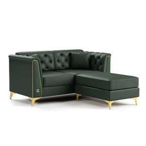 English Elm 61.8 Inch Faux Leather Chesterfield Sofa Tufted Two Seat Apartment Living Room Couch Green W1885S00555