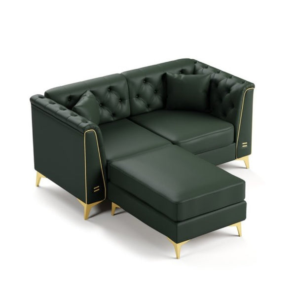 English Elm 61.8 Inch Faux Leather Chesterfield Sofa Tufted Two Seat Apartment Living Room Couch Green W1885S00555