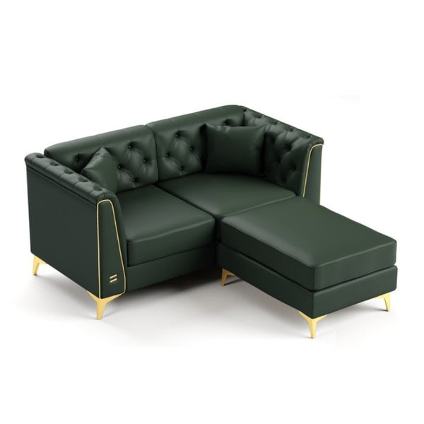 English Elm 61.8 Inch Faux Leather Chesterfield Sofa Tufted Two Seat Apartment Living Room Couch Green W1885S00555