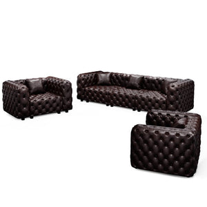 English Elm Modern Faux Leather Modular Sectional Sofa Tufted 5 Seat Living Room Couch Brown W1885S00570
