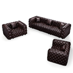 English Elm Modern Faux Leather Modular Sectional Sofa Tufted 5 Seat Living Room Couch Brown W1885S00570