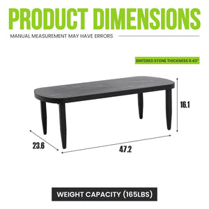 English Elm Modern Outdoor Arc Coffee Table Sintered Stone Top Aluminum Frame Patio Lounge W1886P502215