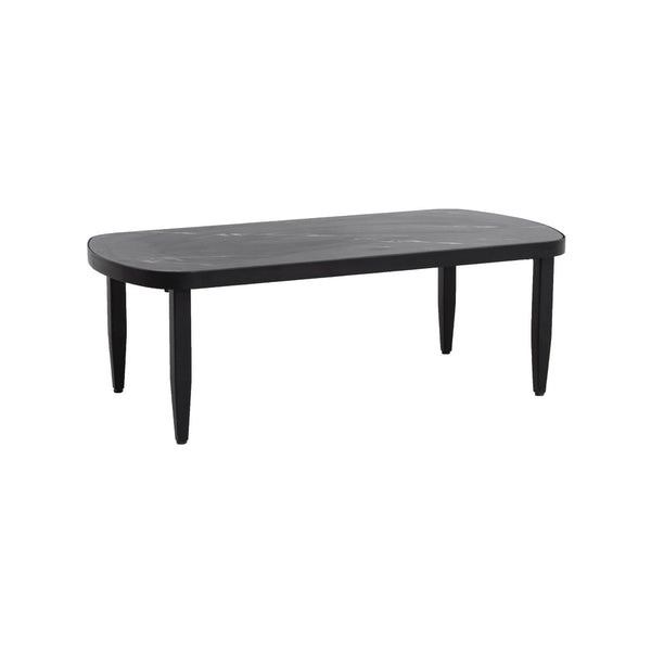 English Elm Modern Outdoor Arc Coffee Table Sintered Stone Top Aluminum Frame Patio Lounge W1886P502215