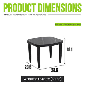 English Elm Modern Outdoor Square Side Table Sintered Stone Top Aluminum Frame Weatherproof Patio W1886P502226