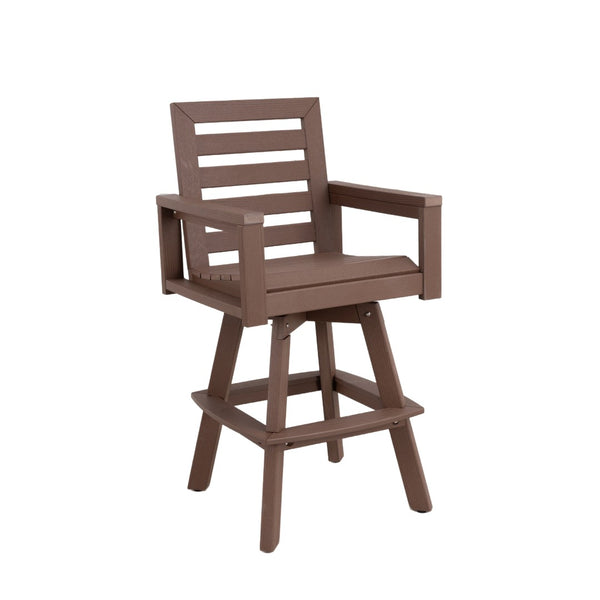 English Elm Outdoor Hdpe Swivel Barstools with Ladderback Design for Deck Poolside Porch Use W1886P517492