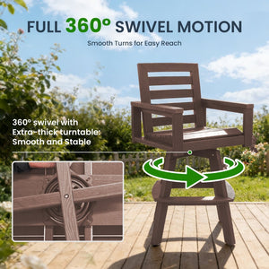 English Elm Outdoor Hdpe Swivel Barstools with Ladderback Design for Deck Poolside Porch Use W1886P517492