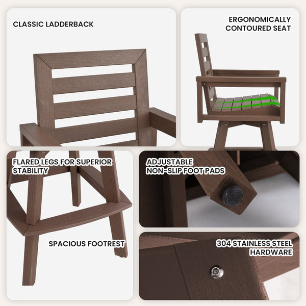 English Elm Outdoor Hdpe Swivel Barstools with Ladderback Design for Deck Poolside Porch Use W1886P517492