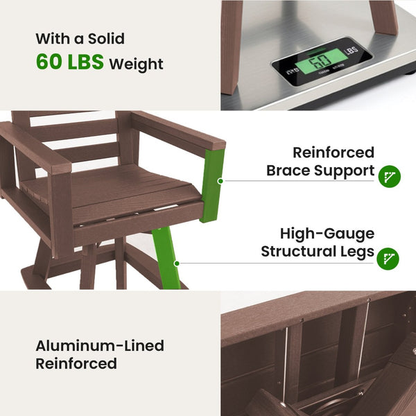 English Elm Outdoor Hdpe Swivel Barstools with Ladderback Design for Deck Poolside Porch Use W1886P517492