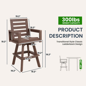 English Elm Outdoor Hdpe Swivel Barstools with Ladderback Design for Deck Poolside Porch Use W1886P517492