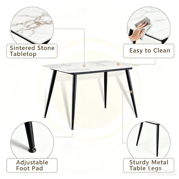 English Elm Knight Sintered Stone Dining Set for Two with Matching Chairs Modern Kitchen W1911S00022