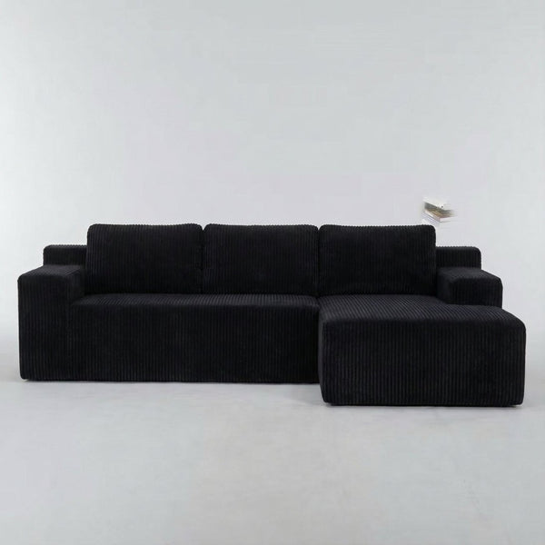 English Elm Corduroy Modular Floor Sectional Low Profile L Shaped Sofa for Living Room Lounge W1919P514107