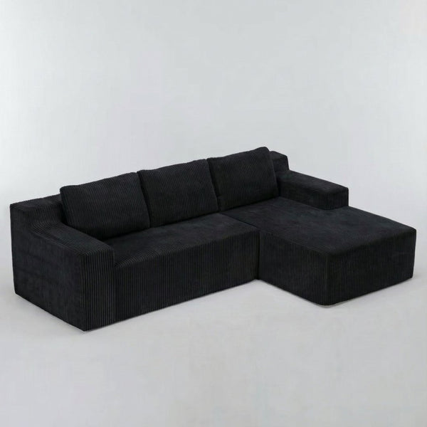English Elm Corduroy Modular Floor Sectional Low Profile L Shaped Sofa for Living Room Lounge W1919P514107