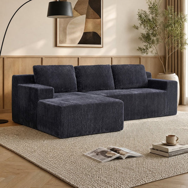 English Elm Corduroy Plush Modular Floor Sectional Sofa Foam Filled Lounge for Living Room W1919P516825