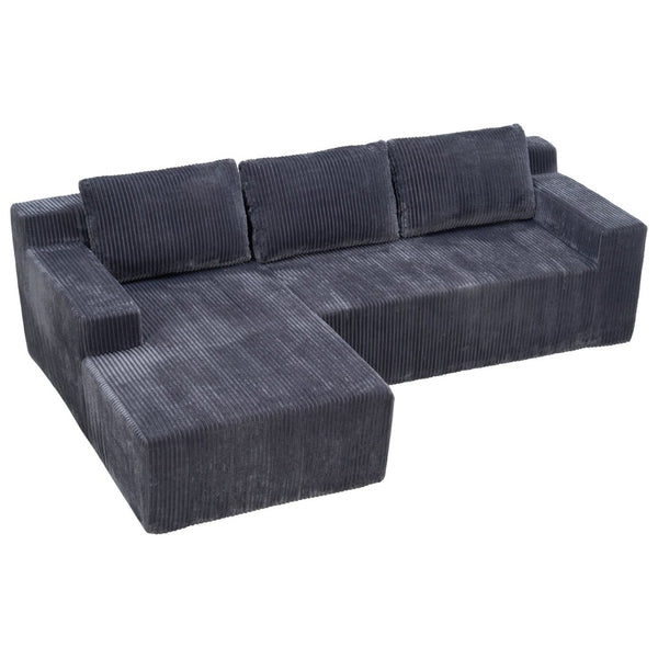English Elm Corduroy Plush Modular Floor Sectional Sofa Foam Filled Lounge for Living Room W1919P516825