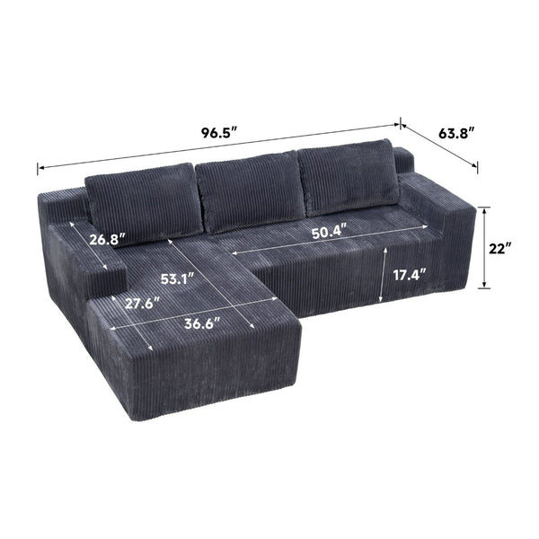 English Elm Corduroy Plush Modular Floor Sectional Sofa Foam Filled Lounge for Living Room W1919P516825