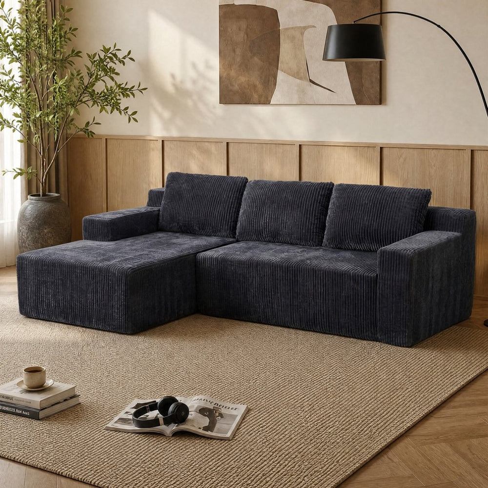 English Elm Corduroy Plush Modular Floor Sectional Sofa Foam Filled Lounge for Living Room W1919P516825