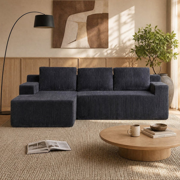 English Elm Corduroy Plush Modular Floor Sectional Sofa Foam Filled Lounge for Living Room W1919P516825