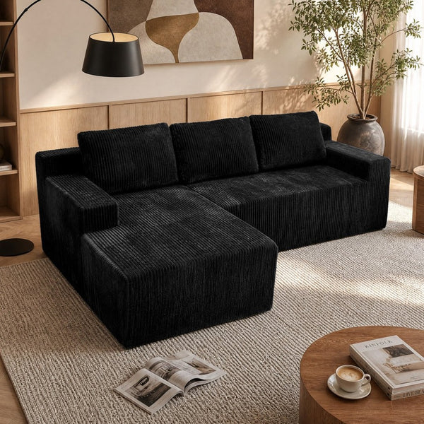 English Elm Corduroy Modular Sectional Floor Sofa Plush L Shaped Chaise Lounge for Living Room W1919P516826