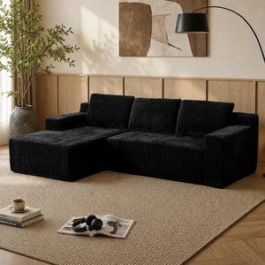 English Elm Corduroy Modular Sectional Floor Sofa Plush L Shaped Chaise Lounge for Living Room W1919P516826
