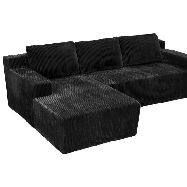 English Elm Corduroy Modular Sectional Floor Sofa Plush L Shaped Chaise Lounge for Living Room W1919P516826