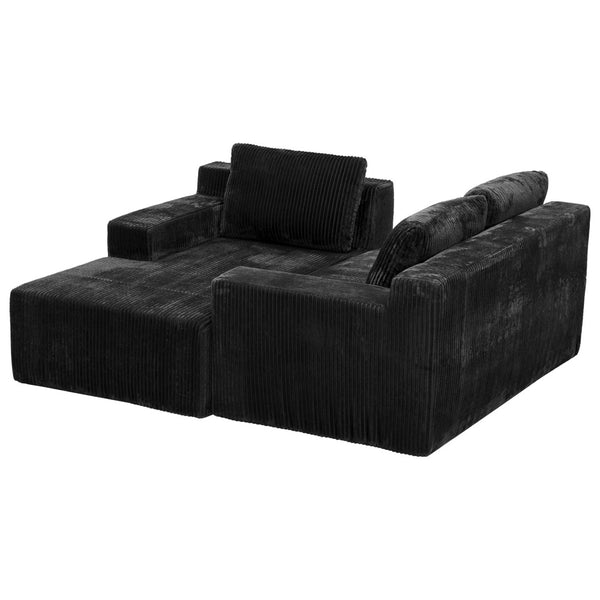 English Elm Corduroy Modular Sectional Floor Sofa Plush L Shaped Chaise Lounge for Living Room W1919P516826
