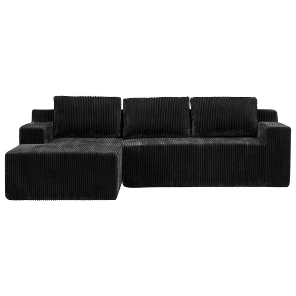 English Elm Corduroy Modular Sectional Floor Sofa Plush L Shaped Chaise Lounge for Living Room W1919P516826