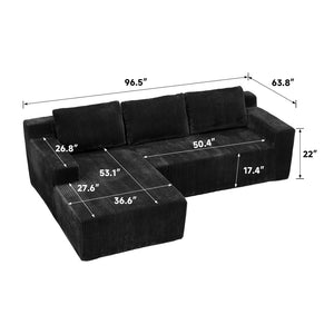 English Elm Corduroy Modular Sectional Floor Sofa Plush L Shaped Chaise Lounge for Living Room W1919P516826