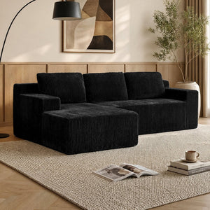 English Elm Corduroy Modular Sectional Floor Sofa Plush L Shaped Chaise Lounge for Living Room W1919P516826