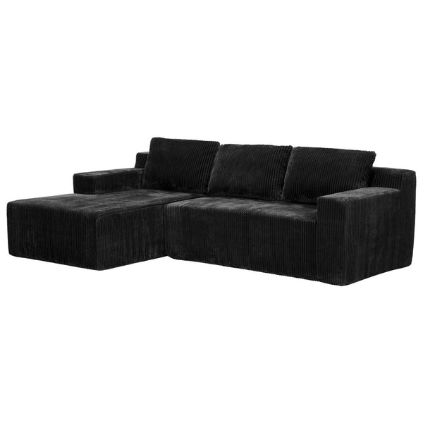 English Elm Corduroy Modular Sectional Floor Sofa Plush L Shaped Chaise Lounge for Living Room W1919P516826