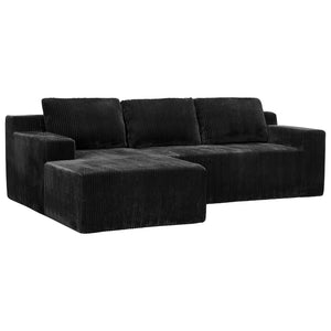 English Elm Corduroy Modular Sectional Floor Sofa Plush L Shaped Chaise Lounge for Living Room W1919P516826
