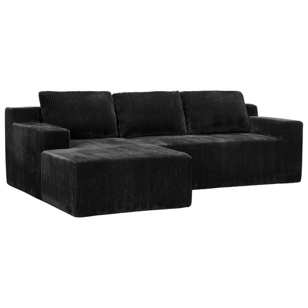 English Elm Corduroy Modular Sectional Floor Sofa Plush L Shaped Chaise Lounge for Living Room W1919P516826