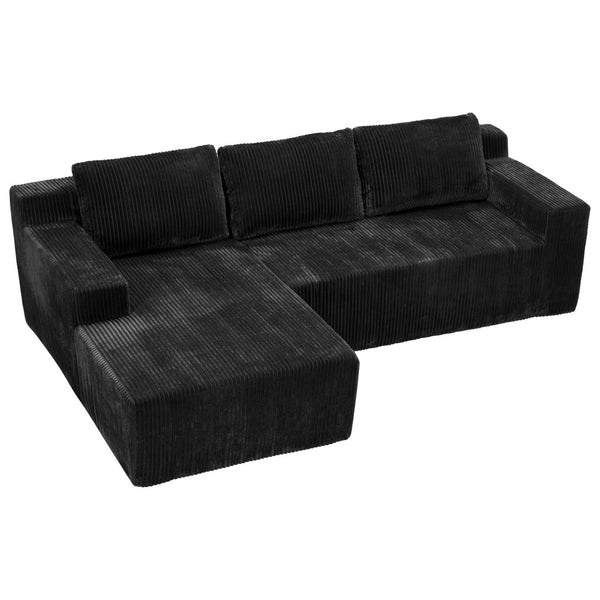 English Elm Corduroy Modular Sectional Floor Sofa Plush L Shaped Chaise Lounge for Living Room W1919P516826