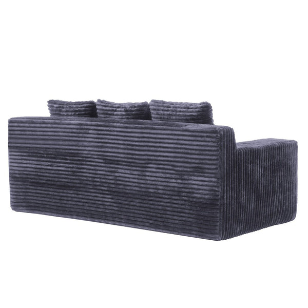 English Elm 72.2" Corduroy Deep Seat Sofa with Memory Foam Fill and Three Lumbar Pillows Included Dark Grey W1919P516834