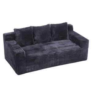 English Elm 72.2" Corduroy Deep Seat Sofa with Memory Foam Fill and Three Lumbar Pillows Included Dark Grey W1919P516834
