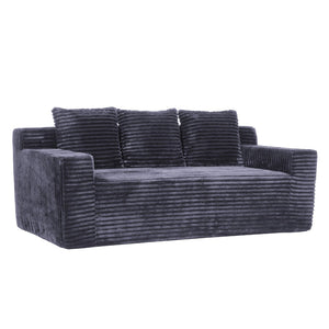 English Elm 72.2" Corduroy Deep Seat Sofa with Memory Foam Fill and Three Lumbar Pillows Included Dark Grey W1919P516834