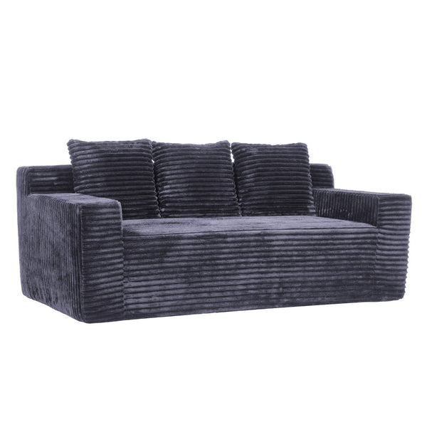 English Elm 72.2" Corduroy Deep Seat Sofa with Memory Foam Fill and Three Lumbar Pillows Included Dark Grey W1919P516834