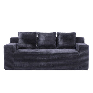 English Elm 72.2" Corduroy Deep Seat Sofa with Memory Foam Fill and Three Lumbar Pillows Included Dark Grey W1919P516834