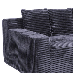 English Elm 72.2" Corduroy Deep Seat Sofa with Memory Foam Fill and Three Lumbar Pillows Included Dark Grey W1919P516834