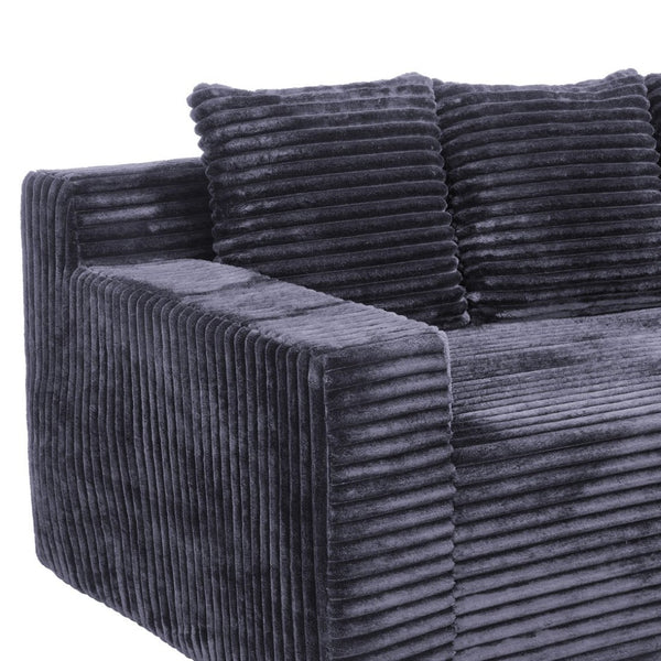 English Elm 72.2" Corduroy Deep Seat Sofa with Memory Foam Fill and Three Lumbar Pillows Included Dark Grey W1919P516834