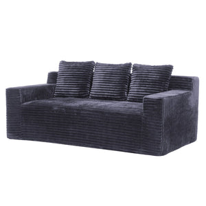 English Elm 72.2" Corduroy Deep Seat Sofa with Memory Foam Fill and Three Lumbar Pillows Included Dark Grey W1919P516834