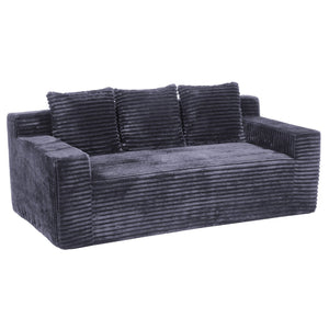 English Elm 72.2" Corduroy Deep Seat Sofa with Memory Foam Fill and Three Lumbar Pillows Included Dark Grey W1919P516834