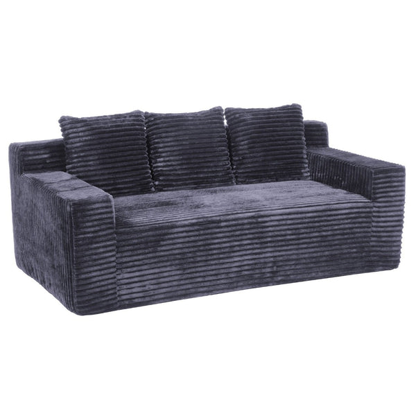 English Elm 72.2" Corduroy Deep Seat Sofa with Memory Foam Fill and Three Lumbar Pillows Included Dark Grey W1919P516834