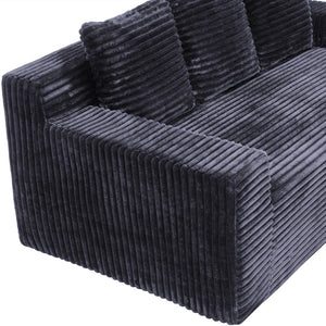 English Elm 72.2" Corduroy Deep Seat Sofa with Memory Foam Fill and Three Lumbar Pillows Included Dark Grey W1919P516834
