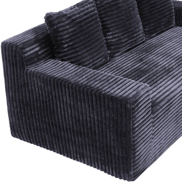 English Elm 72.2" Corduroy Deep Seat Sofa with Memory Foam Fill and Three Lumbar Pillows Included Dark Grey W1919P516834