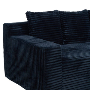 English Elm 72.2" Corduroy Deep Seat Sofa with Memory Foam Fill and Three Lumbar Pillows Included Black W1919P516837