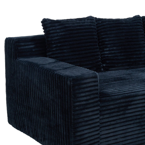 English Elm 72.2" Corduroy Deep Seat Sofa with Memory Foam Fill and Three Lumbar Pillows Included Black W1919P516837