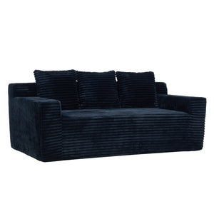 English Elm 72.2" Corduroy Deep Seat Sofa with Memory Foam Fill and Three Lumbar Pillows Included Black W1919P516837