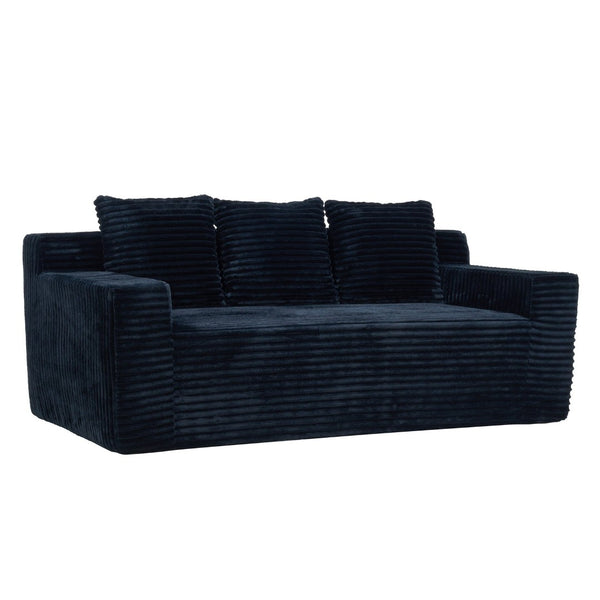 English Elm 72.2" Corduroy Deep Seat Sofa with Memory Foam Fill and Three Lumbar Pillows Included Black W1919P516837